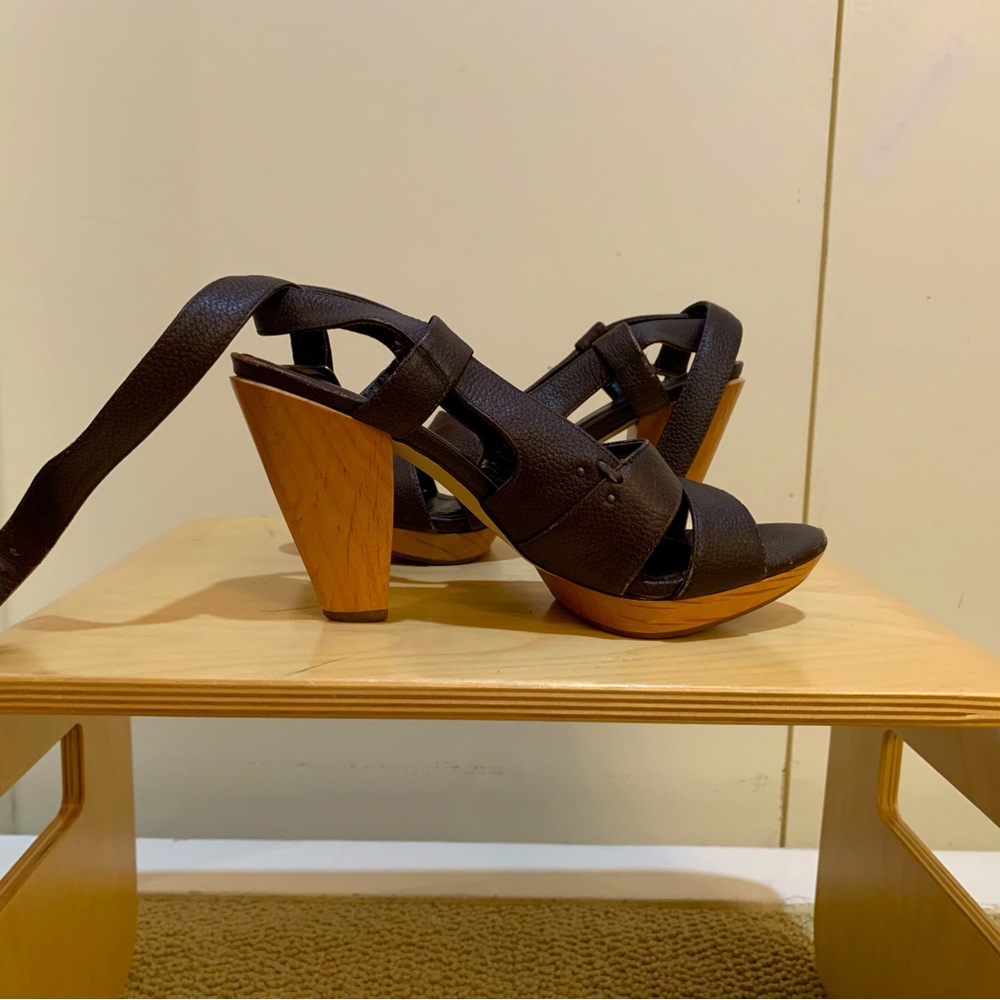 BCBGIRLS sandals with ankle strap.